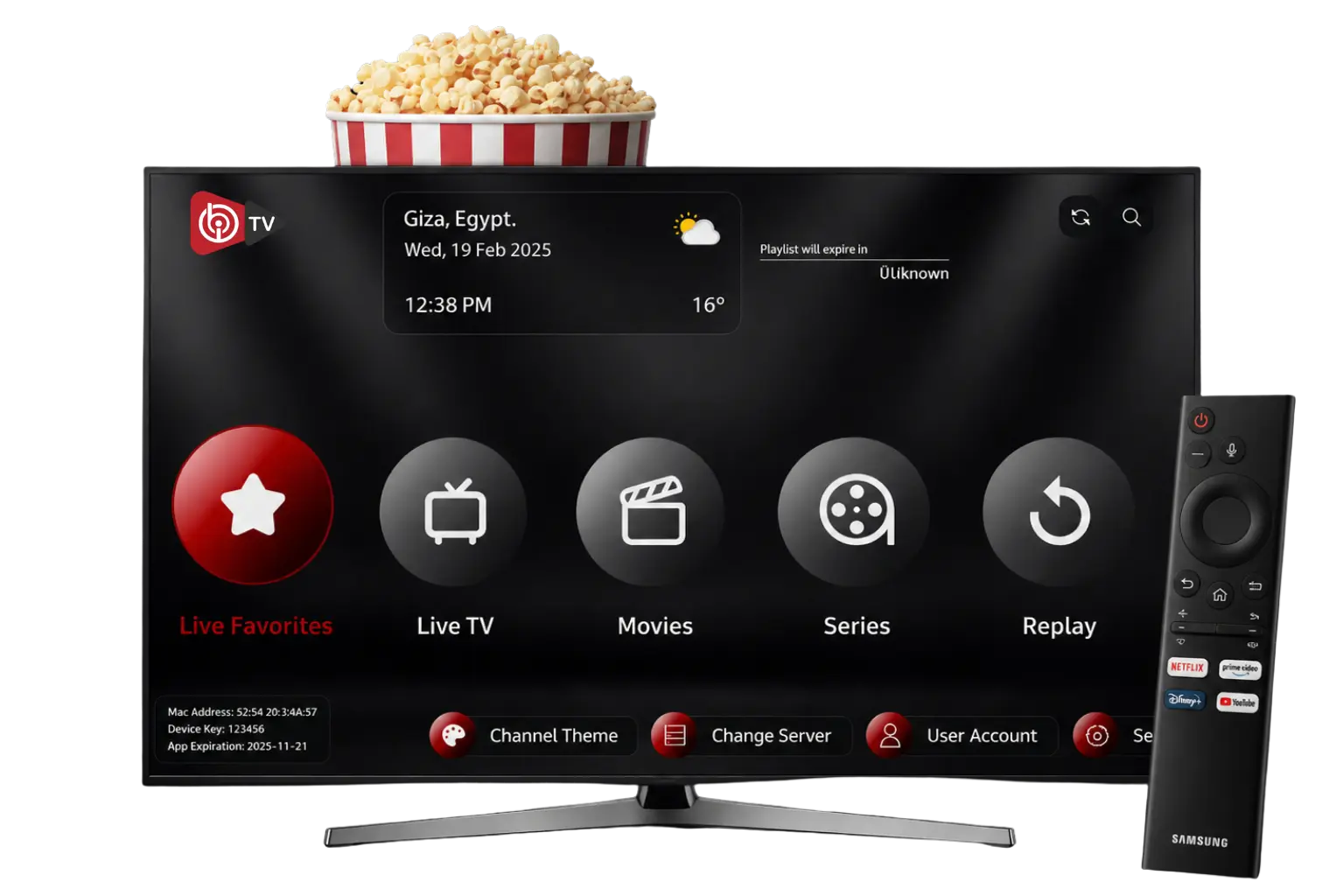Interface IBO Player sur un téléviseur connecté
